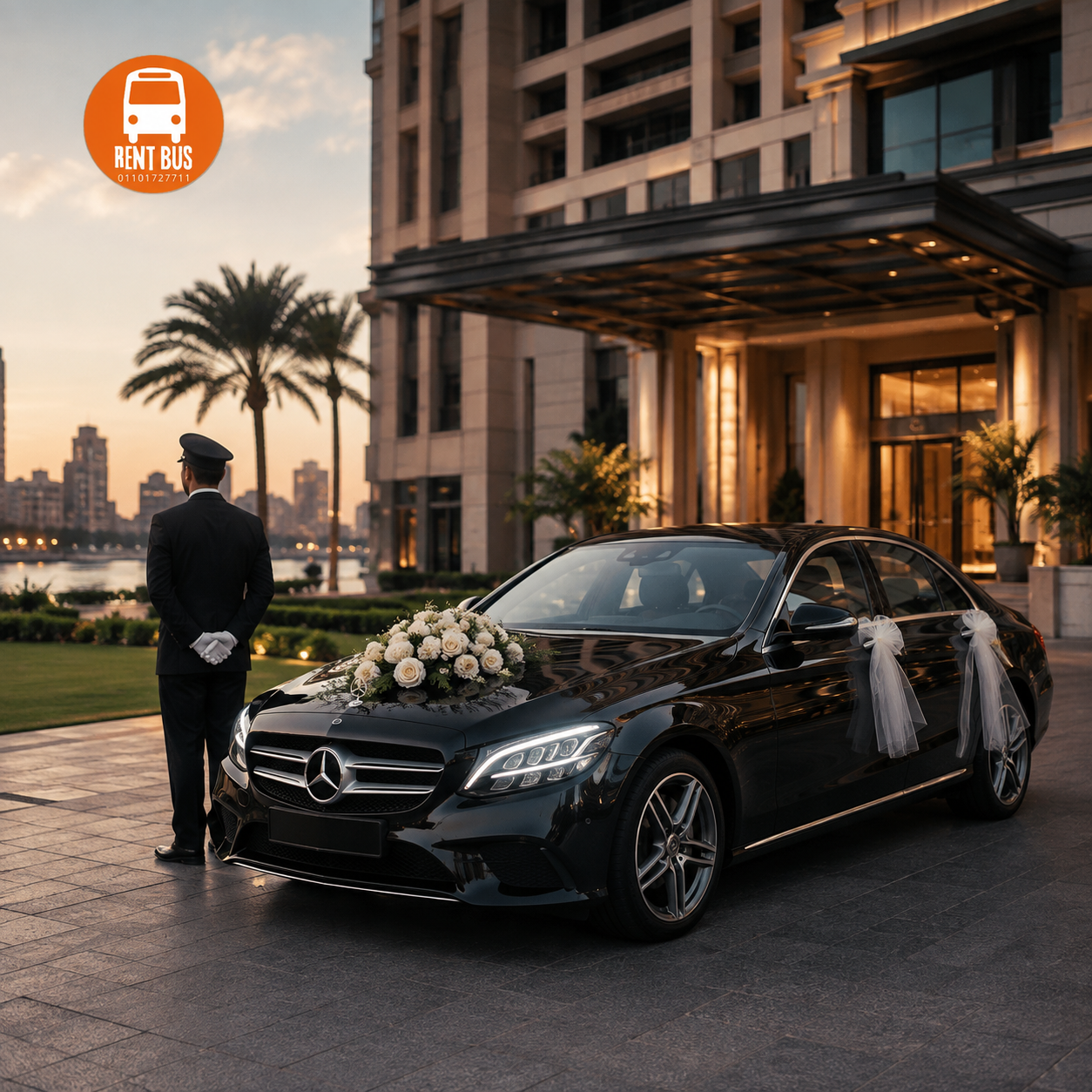 Luxury Car Rental for Weddings in Cairo – Mercedes C180 Chauffeur Service for Four Seasons Hotel