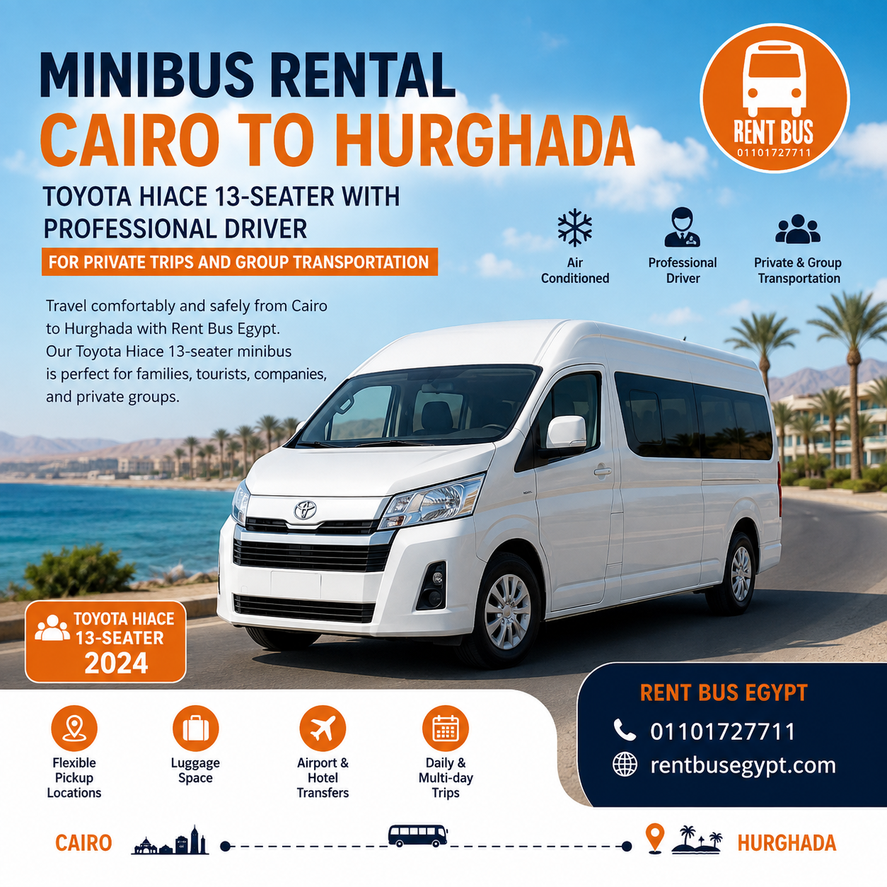 Minibus Rental from Cairo to Hurghada with Professional Driver | Tourist Minibus for Private Trips 