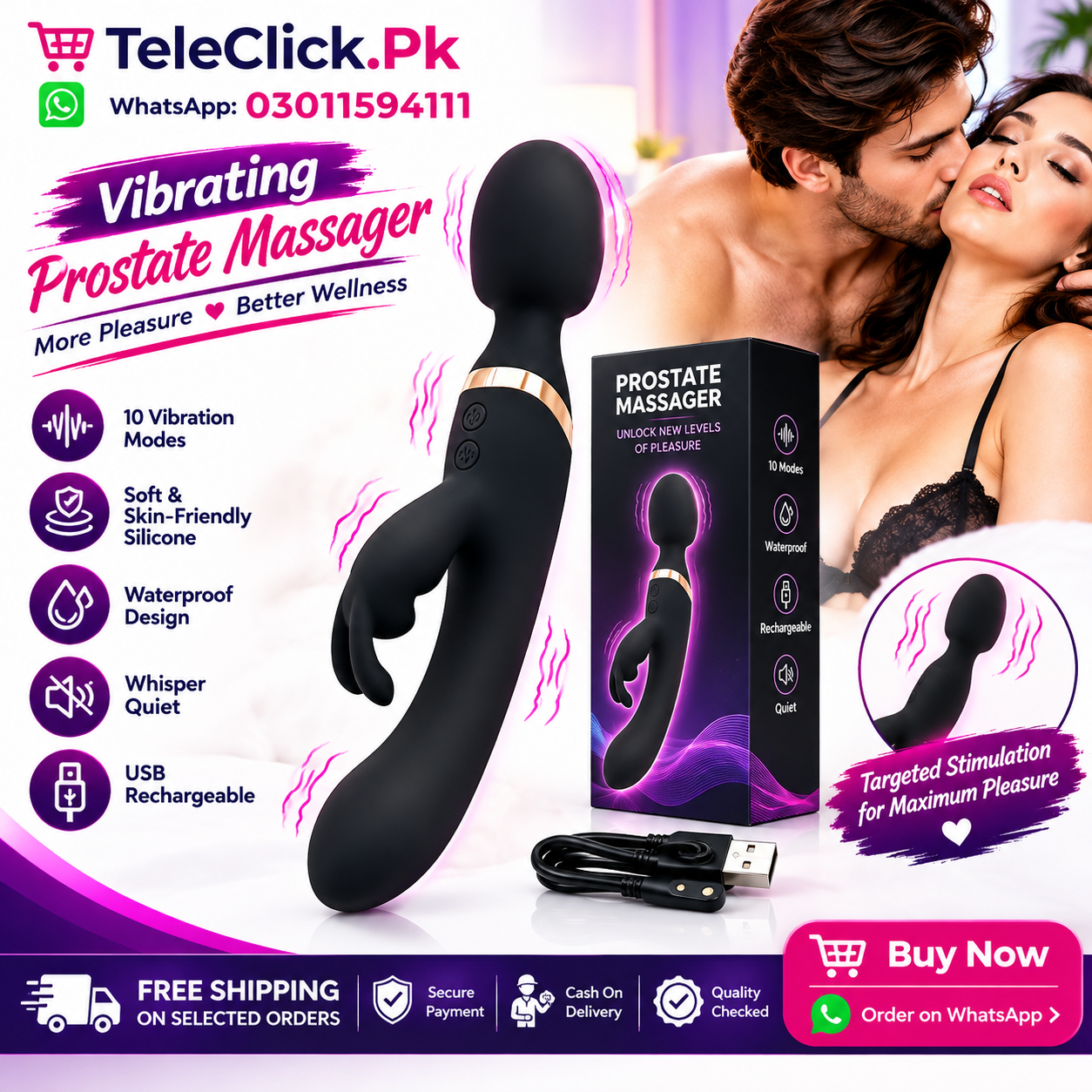 Double Ended 2 In 1 Wand Vibrator In Pakistan - 0301-1594111 | TeleClick.Pk