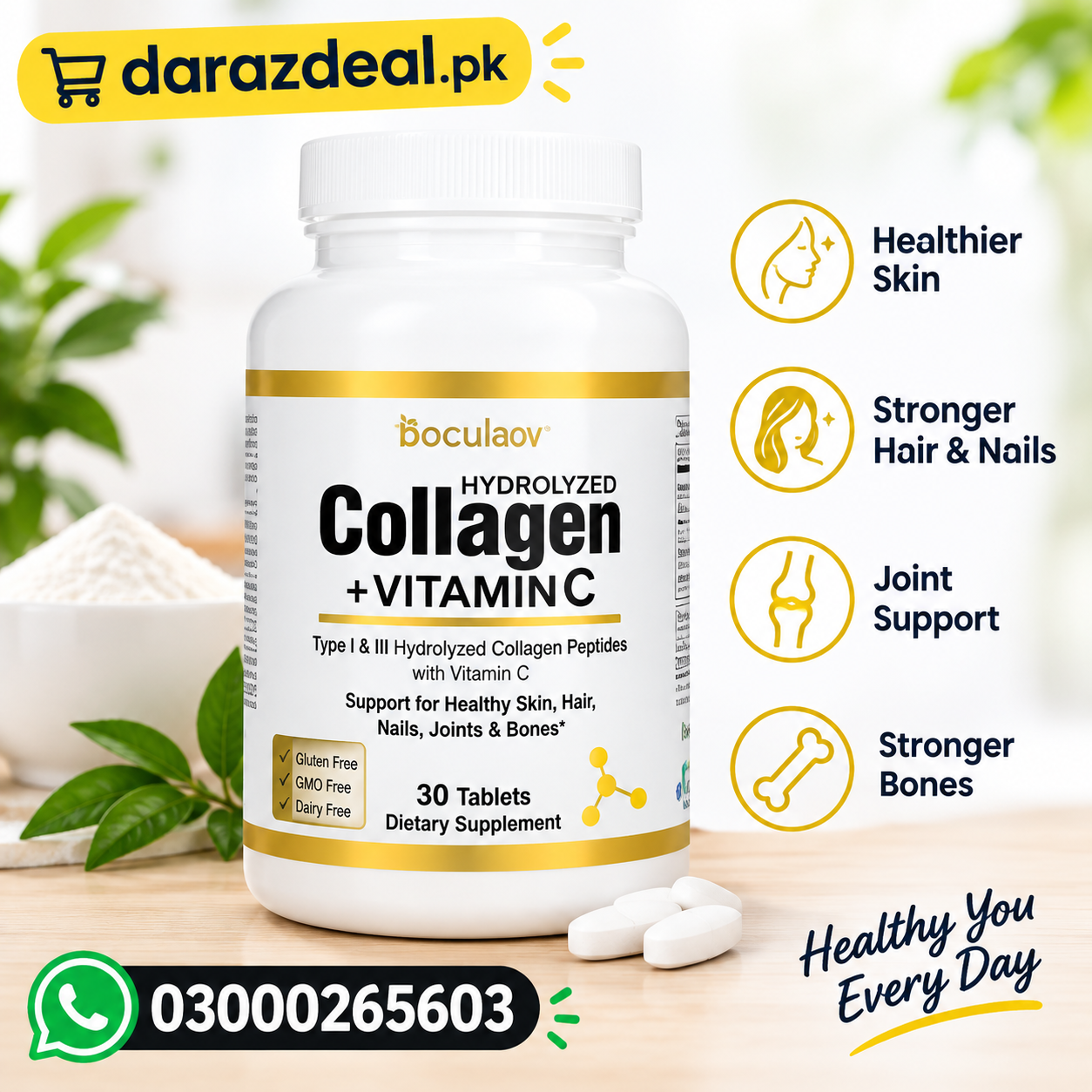 Bcuelov Hydrolyzed Collagen Peptides + Vitamin C in Pakstan Darazdeal.pk