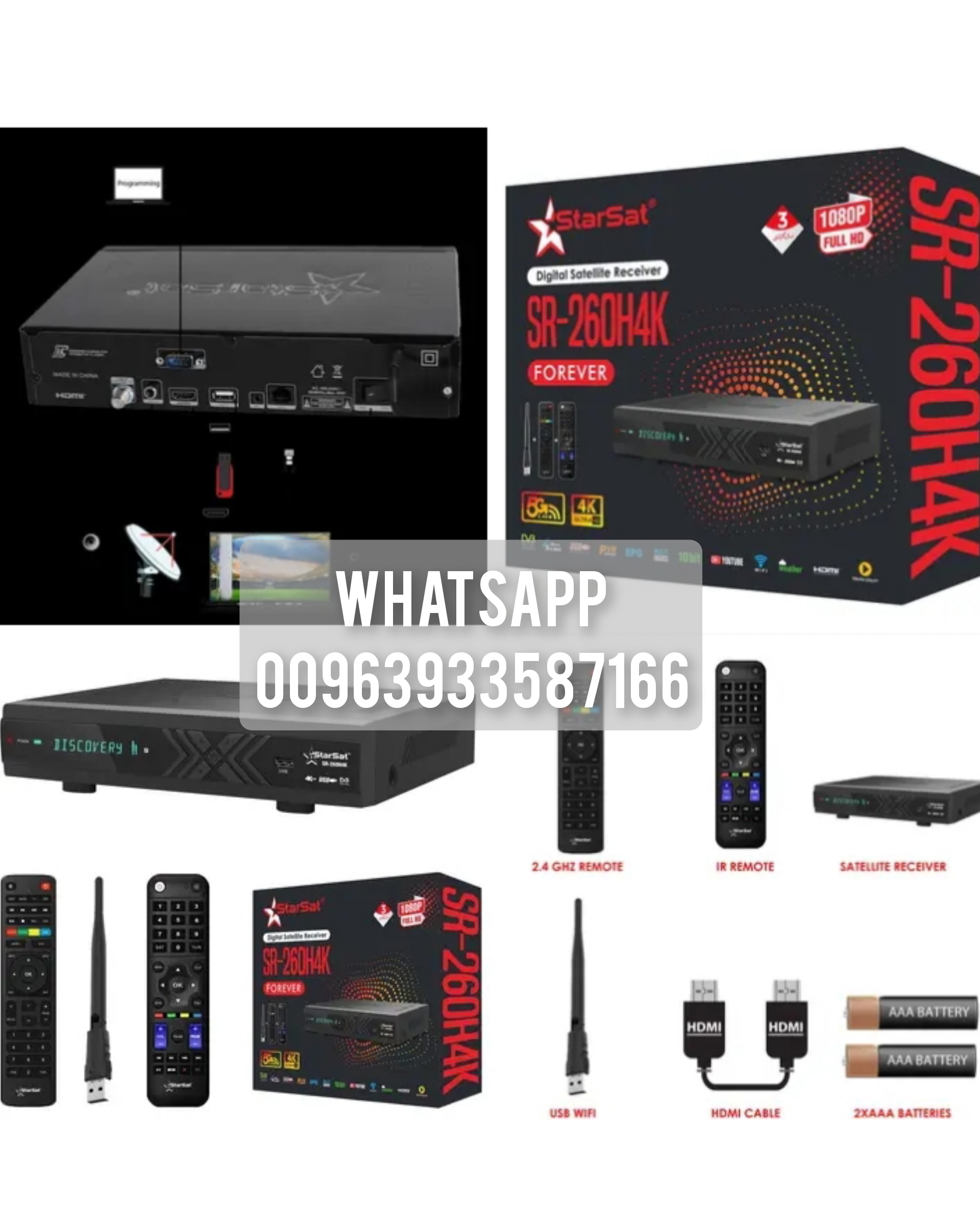 StarSat SR-260H4K 4K UHD Satellite Receiver with Dual-Band WiFi, 2 Remotes, Forever Server, PVR Read