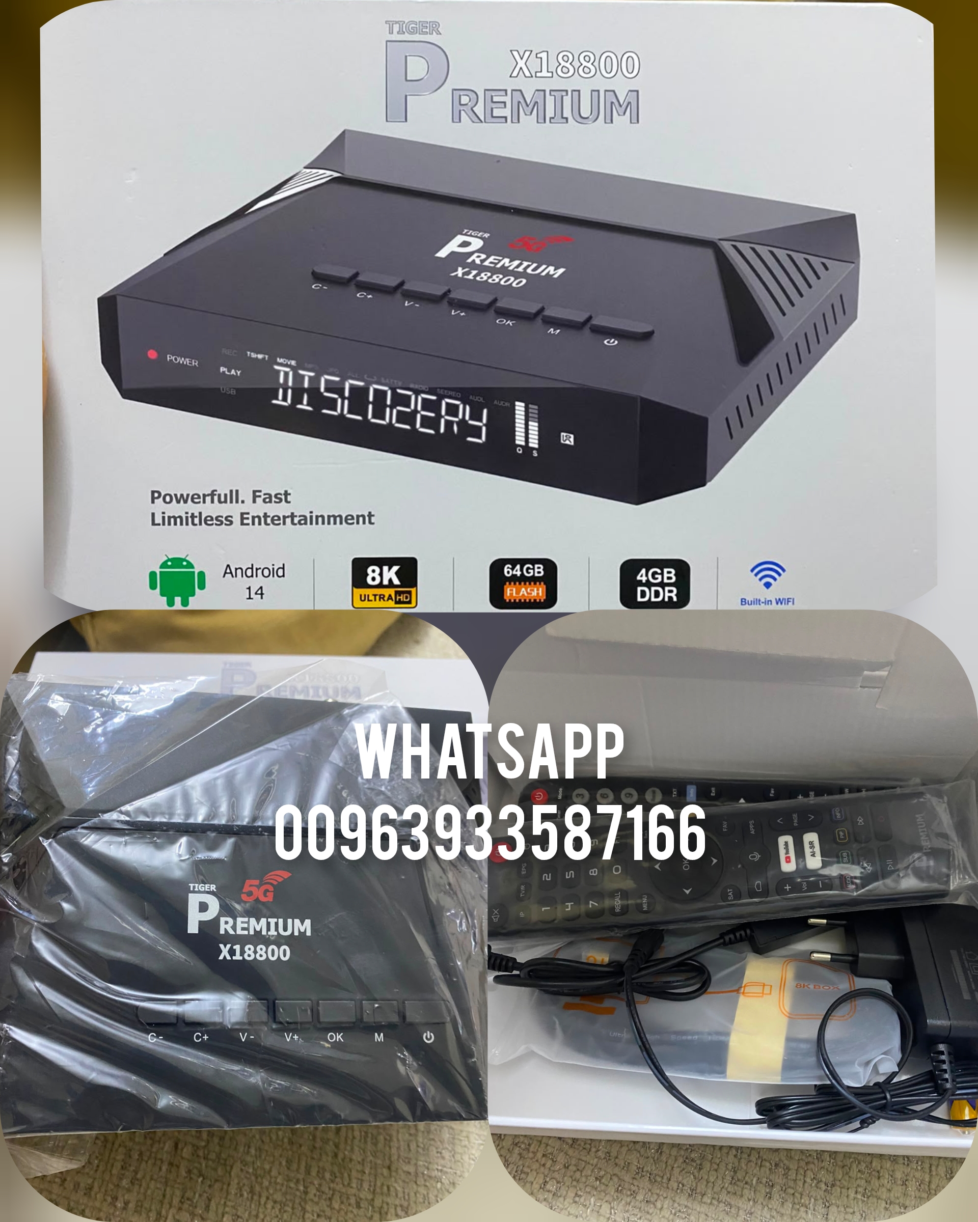 PREMIUM X18800 AI-SR 8K ANDROID OS 14 FOREVER APOLLO SATELLITE RECEIVER بريميوم 