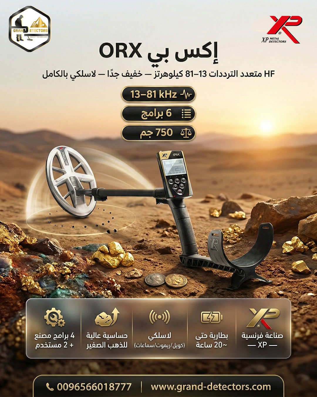 أقوى أجهزة كشف الذهب الطبيعي والعملات والمقتنيات XP ORX الفرنسي